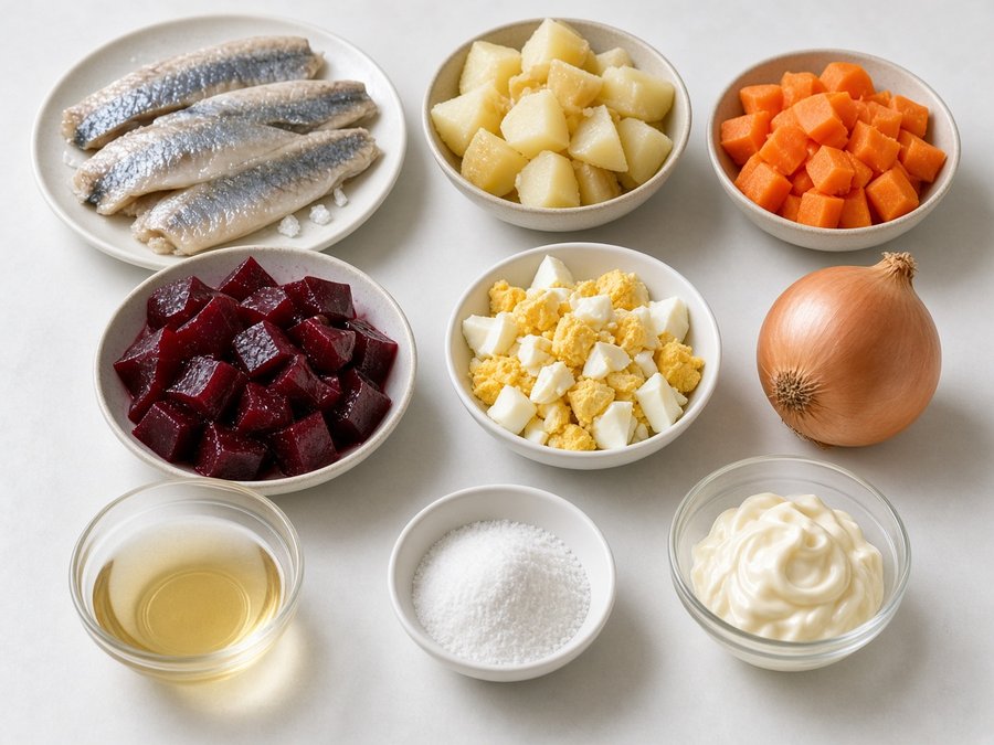 Продукты для селёдки под шубой