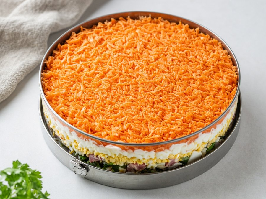 Морковный слой селёдки под шубой