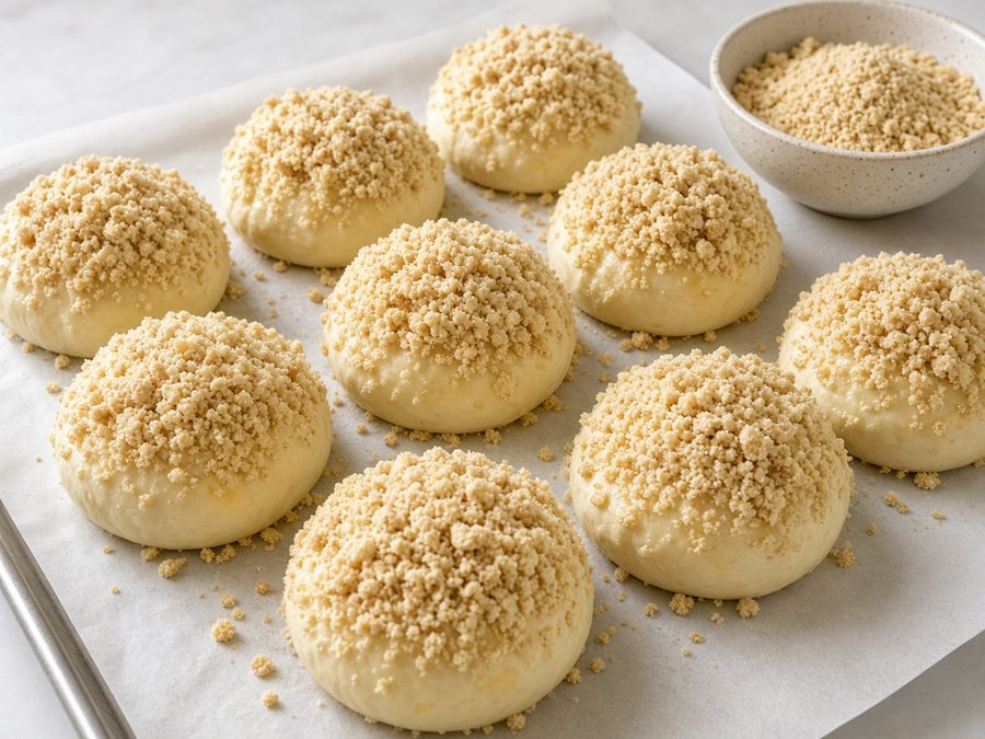 Посыпаем ватрушки крошкой