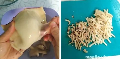 Салат с кальмарами и жареными шампиньонами: самый вкусный рецепт