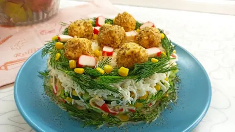 Самый вкусный и простой салат с крабовыми палочками и кукурузой