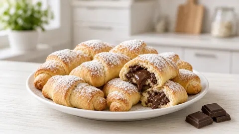 Рогалики из творога с шоколадной начинкой. Очень вкусный рецепт в домашних условиях