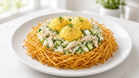 Салат Гнездо глухаря с курицей — пошаговый рецепт с фото.